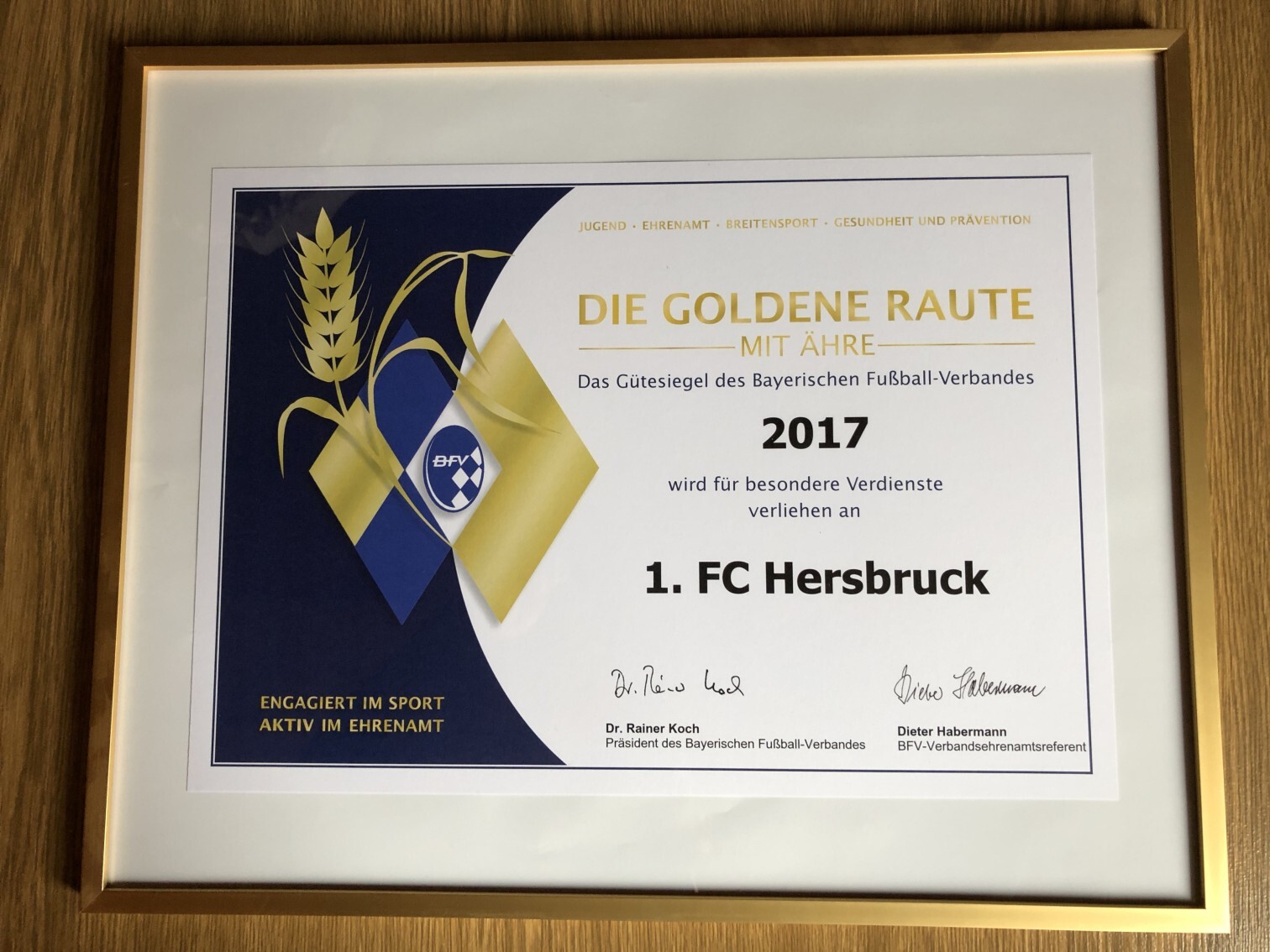 Die Goldene Raute mit Ähre gab es im Jahr 2017